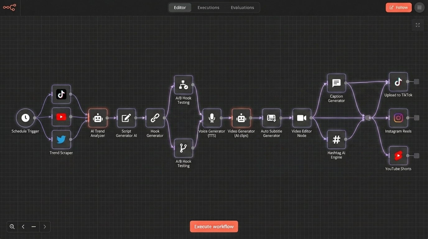 AI short-form content engine workflow screenshot